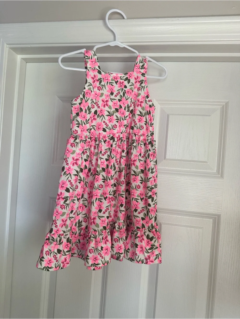 Little Lass Pink Floral Sundress with Ruffle Hem